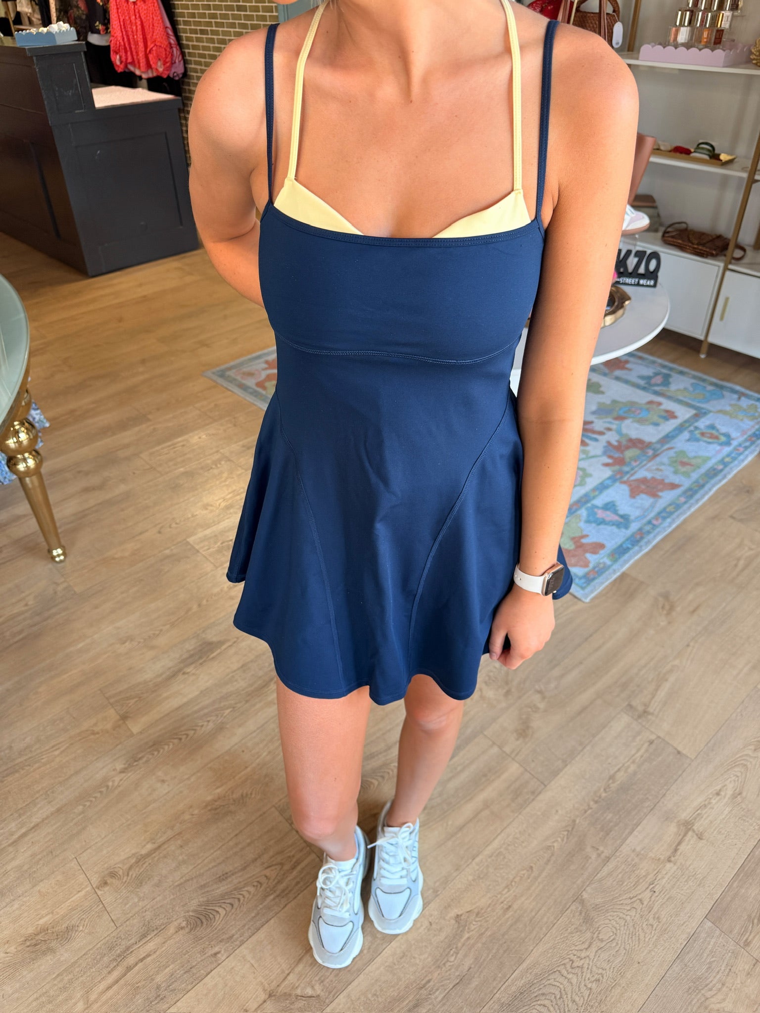 free people movement baseline tennis dress in navy combo