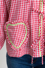 Load image into Gallery viewer, karlie vintage check ric rac heart tie top