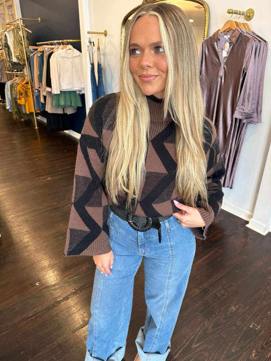 deluc troy turtleneck sweater in chocolate