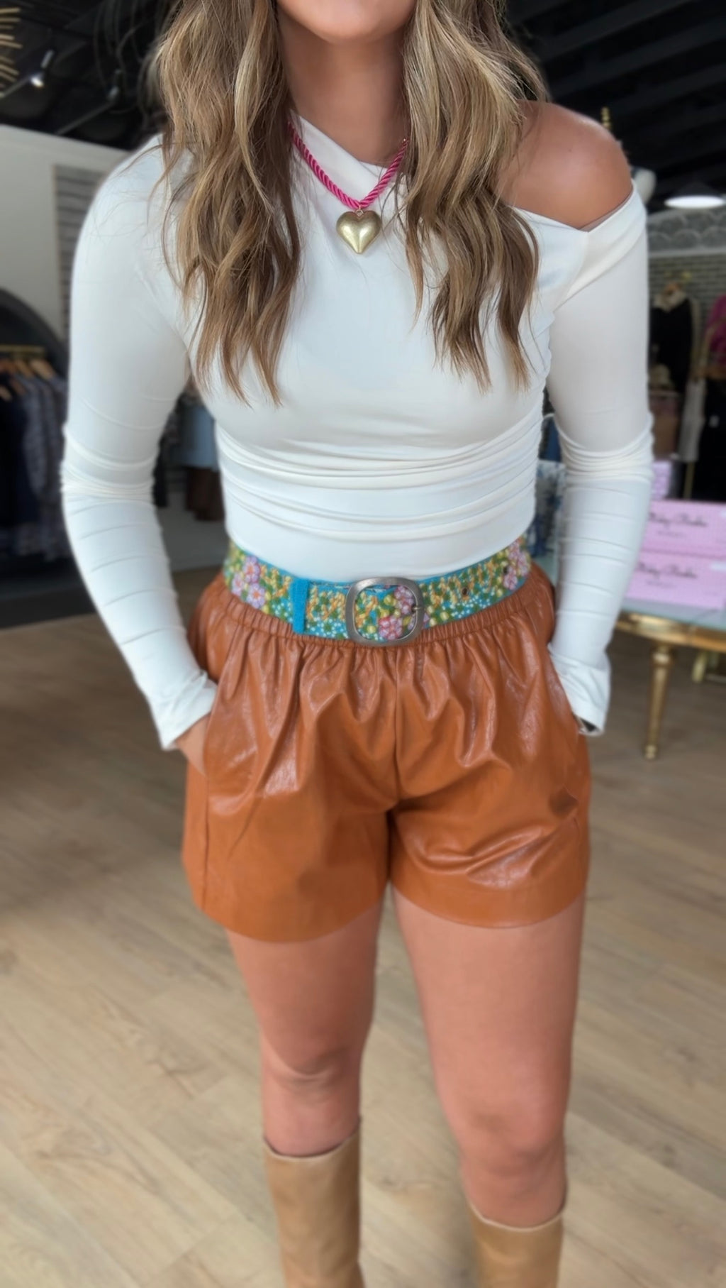 jade vegan leather pocket short