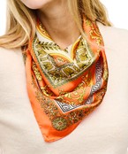 greek floral print silky bandana scarf