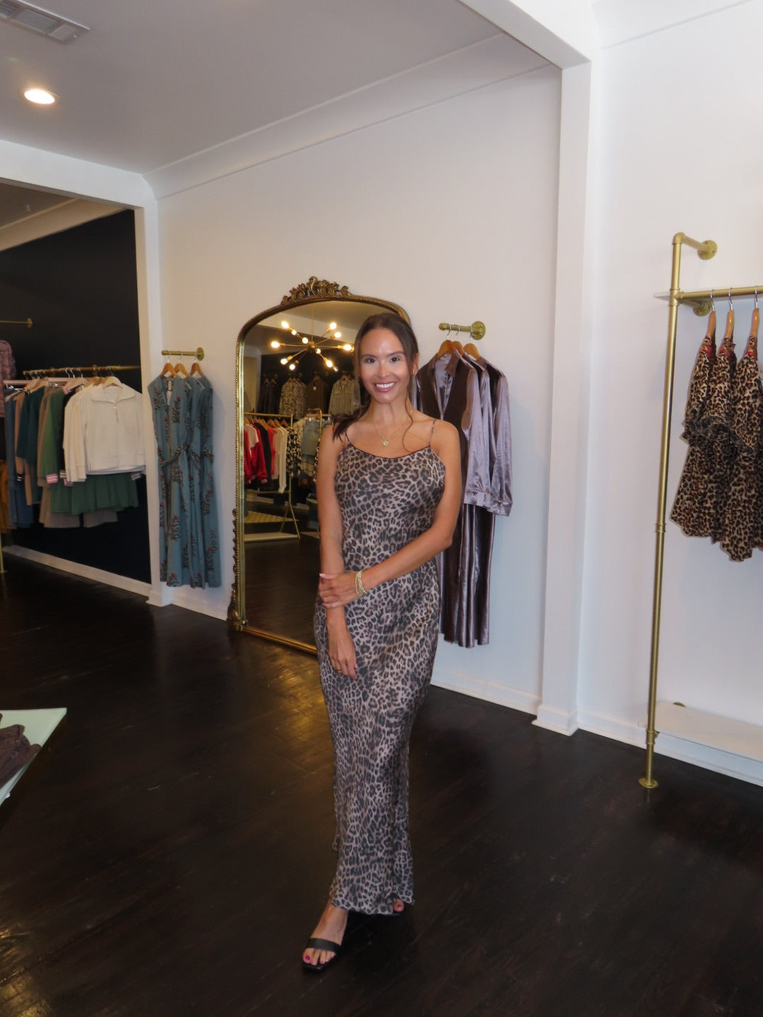 z supply cielo leopard midi dress in desert tan