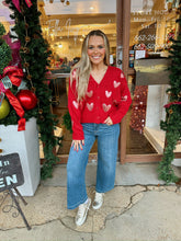 Load image into Gallery viewer, ivy jane heart felt cardigan in red