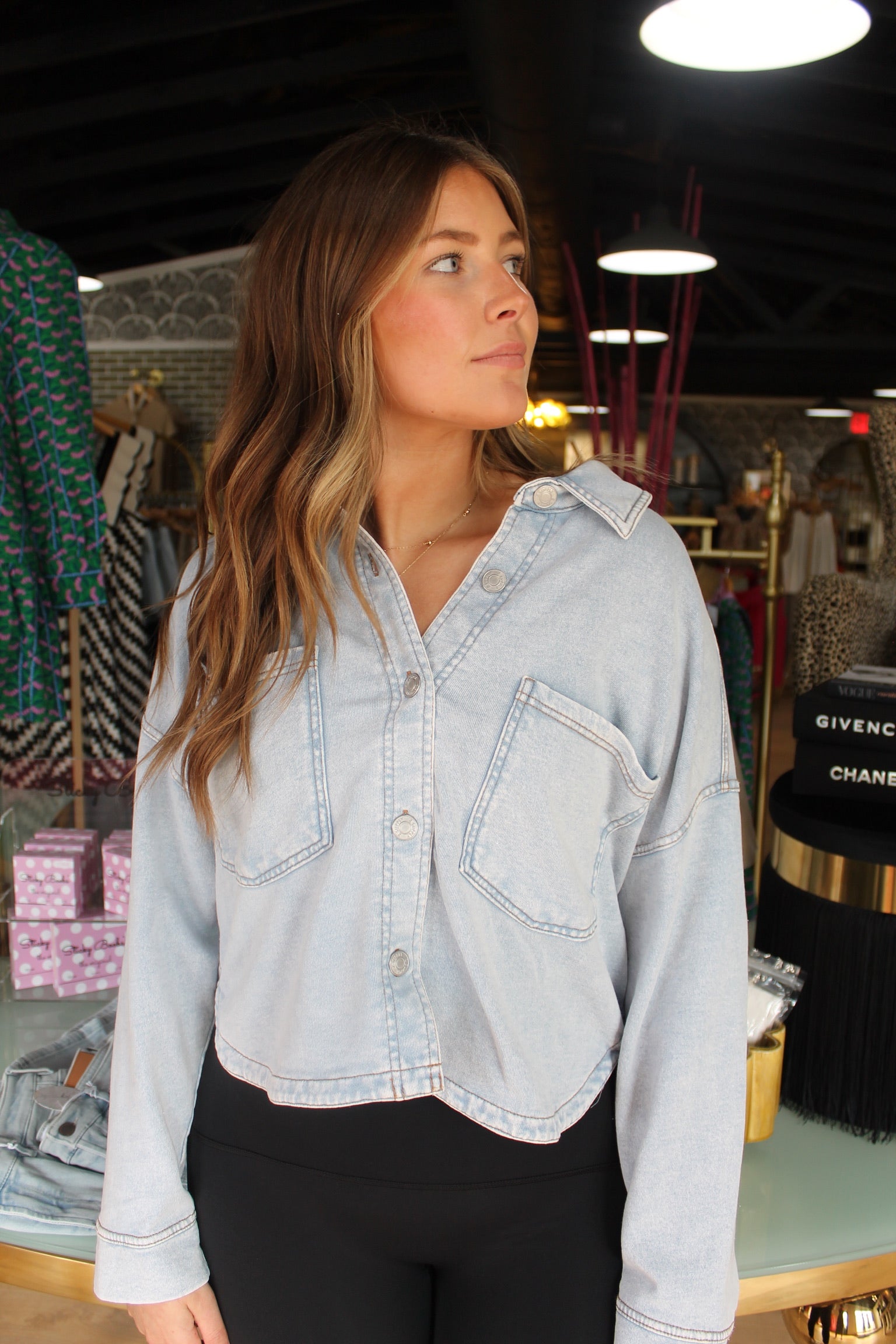 z supply all day cropped knit denim jacket in washed indigo