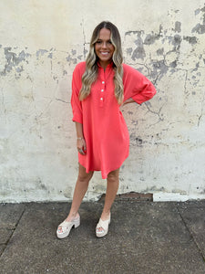 ivy jane collared dolman dress in coral