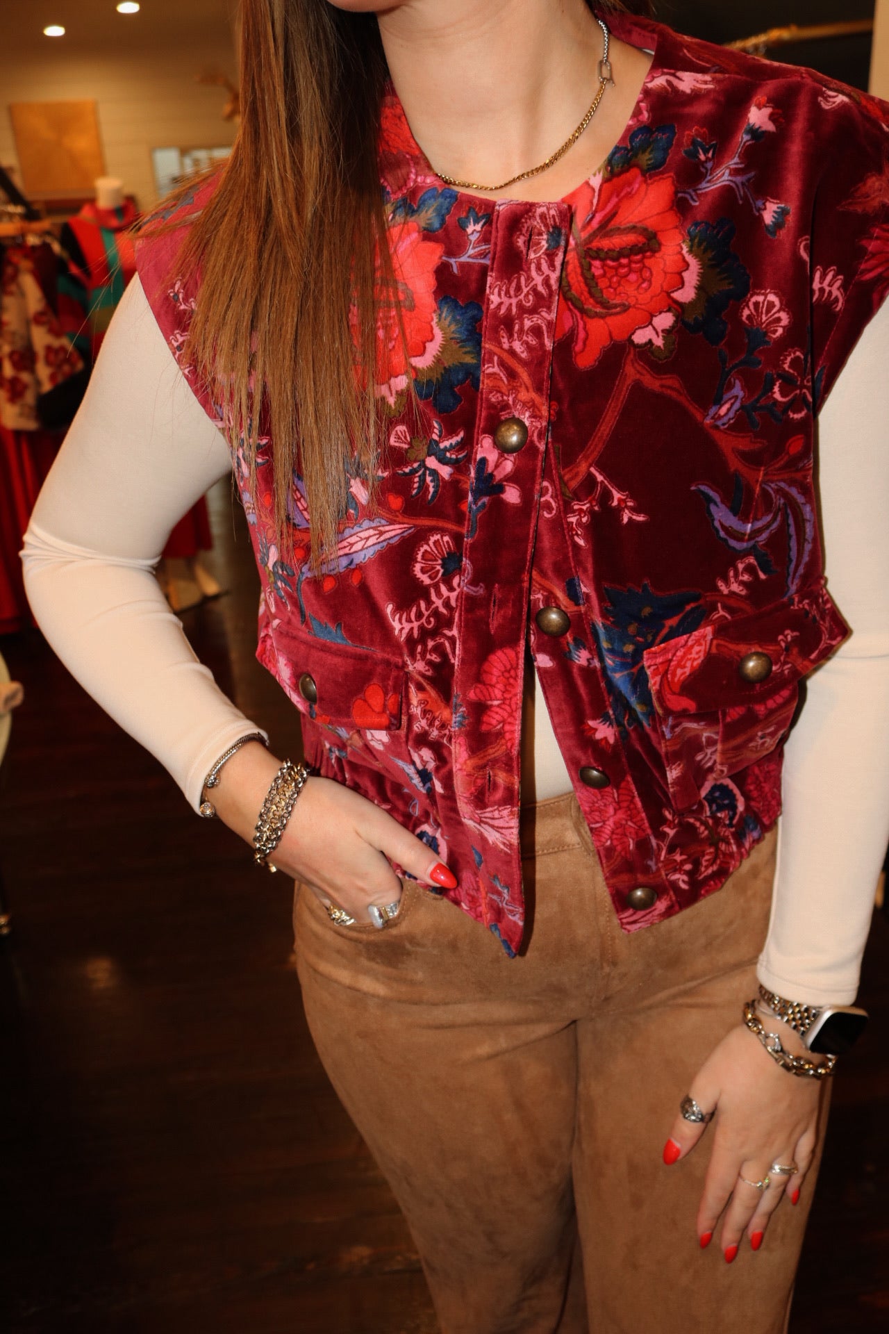 Ivy jane velveteen vest in wine