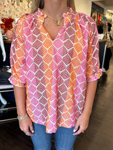 Load image into Gallery viewer, ivy jane ombre pattern top in pink combo