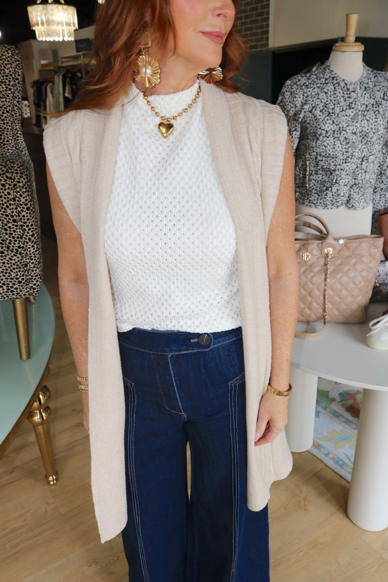 sage the label bradshaw mock neck tank in ivory