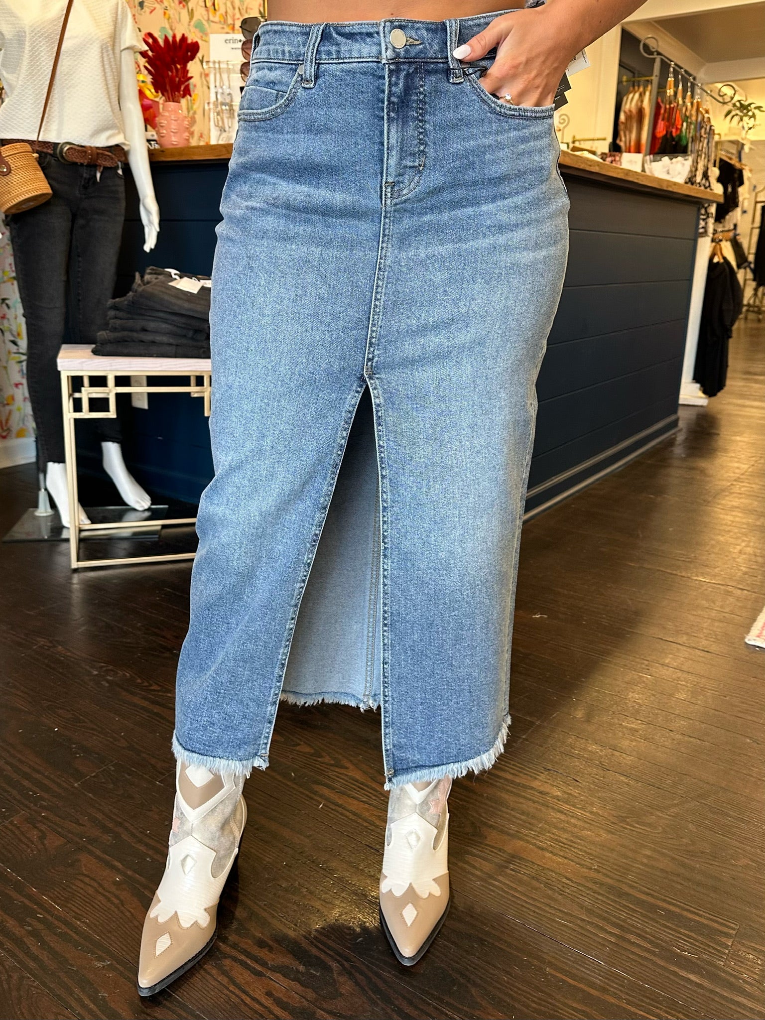 liverpool front slit maxi in tanglewood