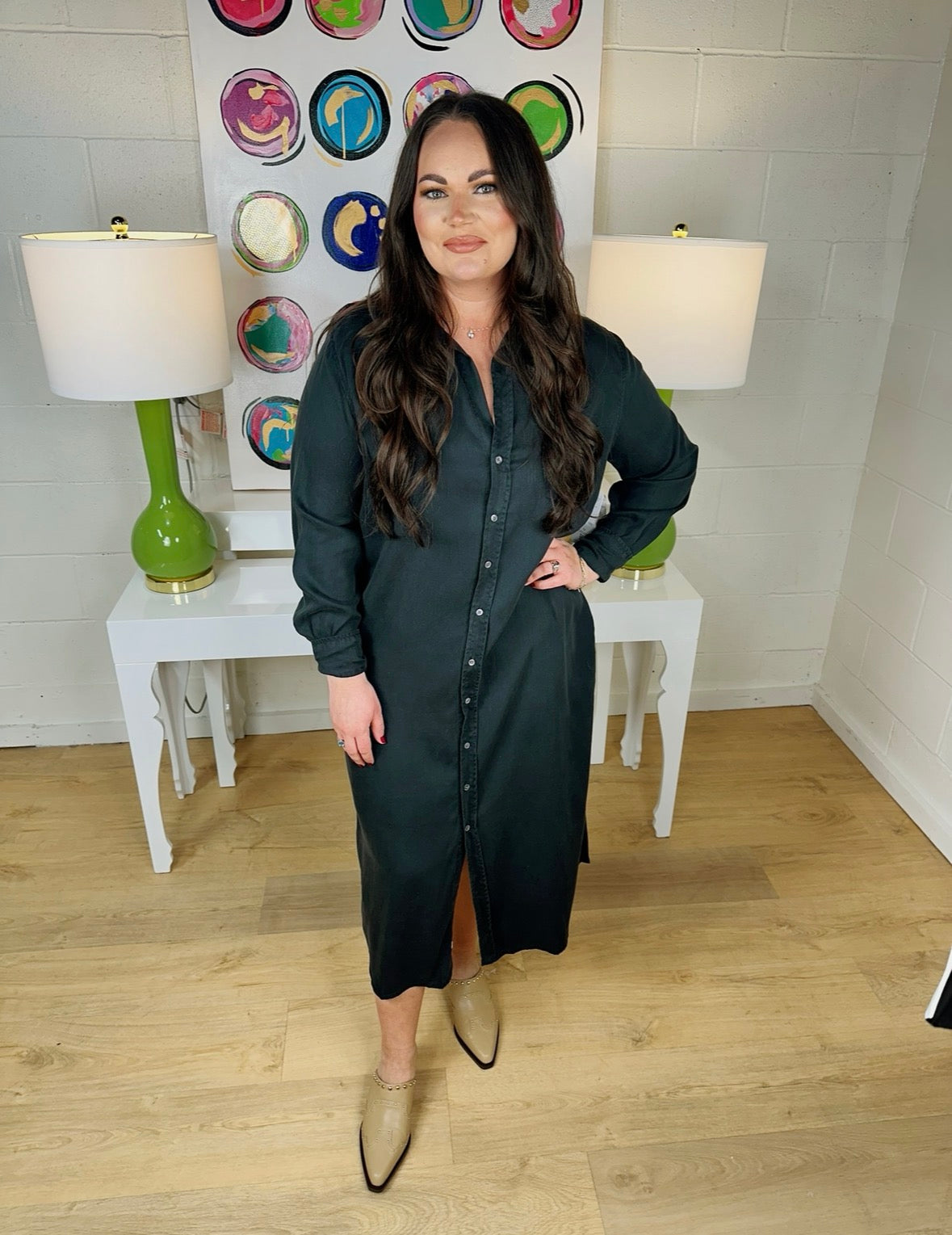 dear john galina shirt dress in black