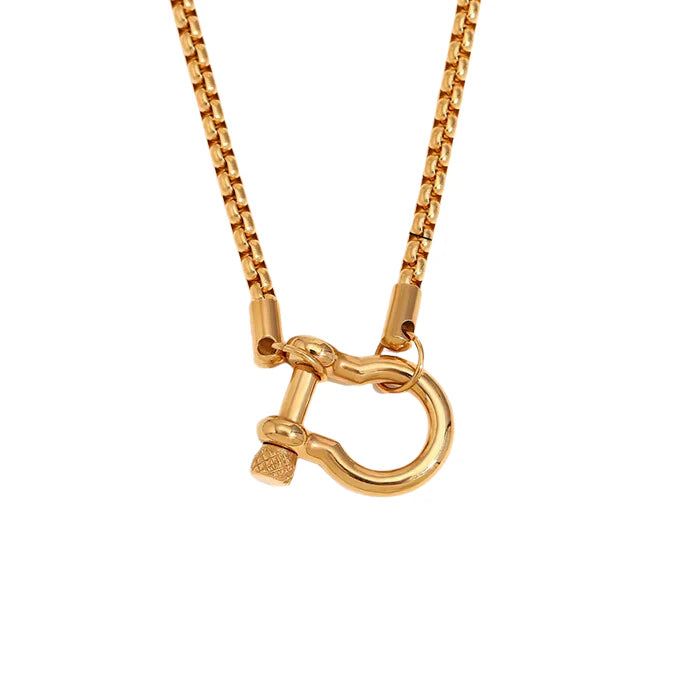 aubrey adele hardware bolt necklace in gold