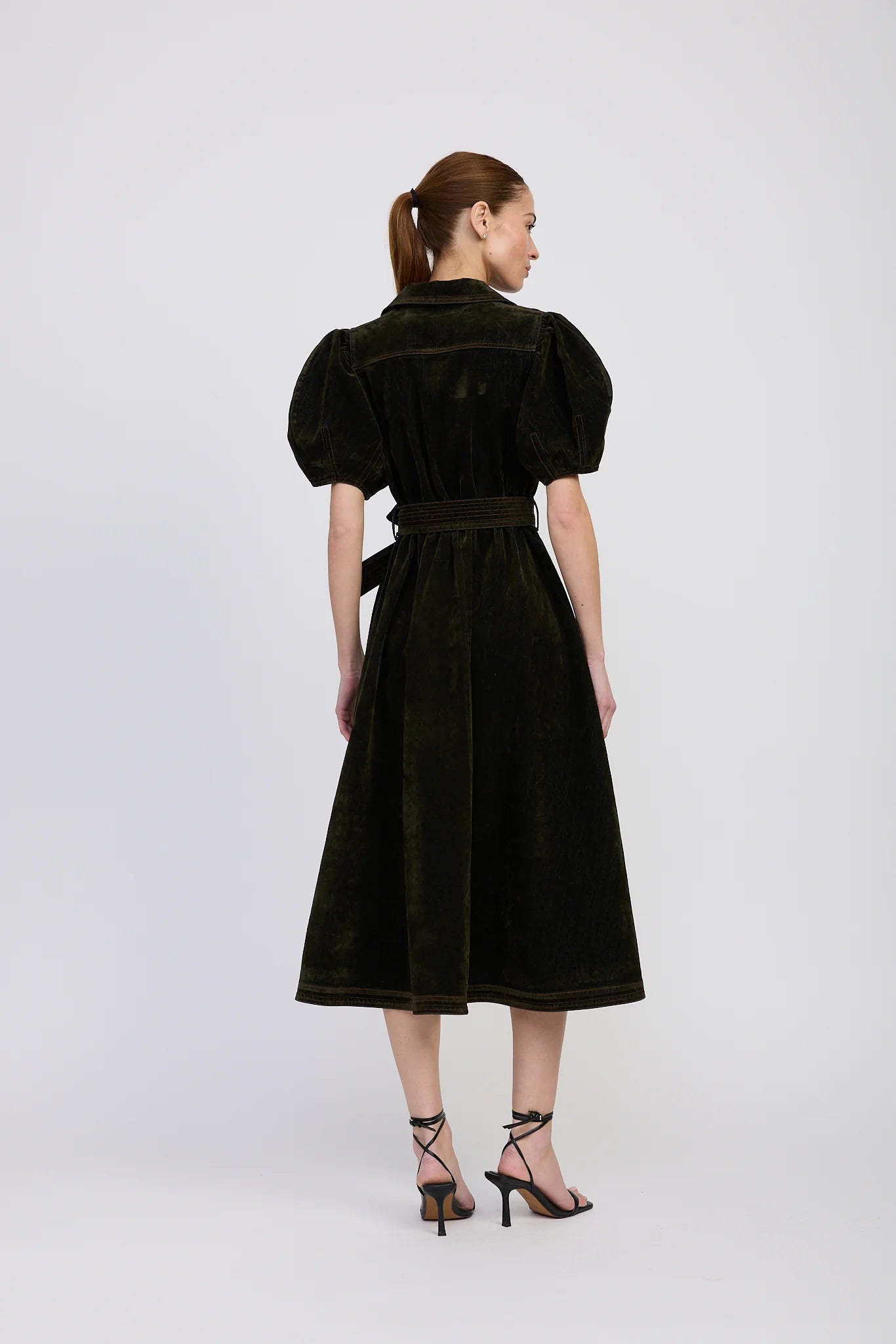 en saison julien midi dress in olive