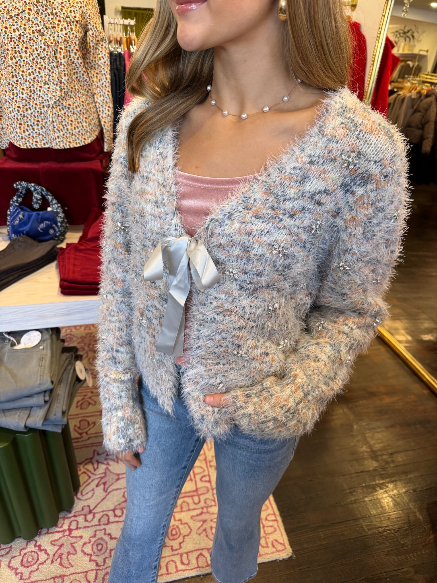 another love serafina sweater in snowy meadow