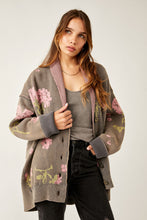 Load image into Gallery viewer, free people chamomile pattern cardi in pink and gray combo