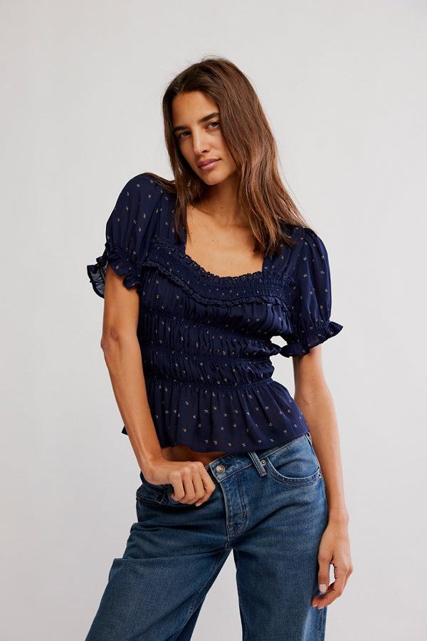 free people adore you blouse in peacoat combo