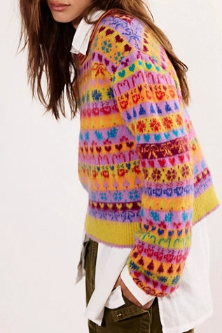 free people favorite things sweater in bright confetti