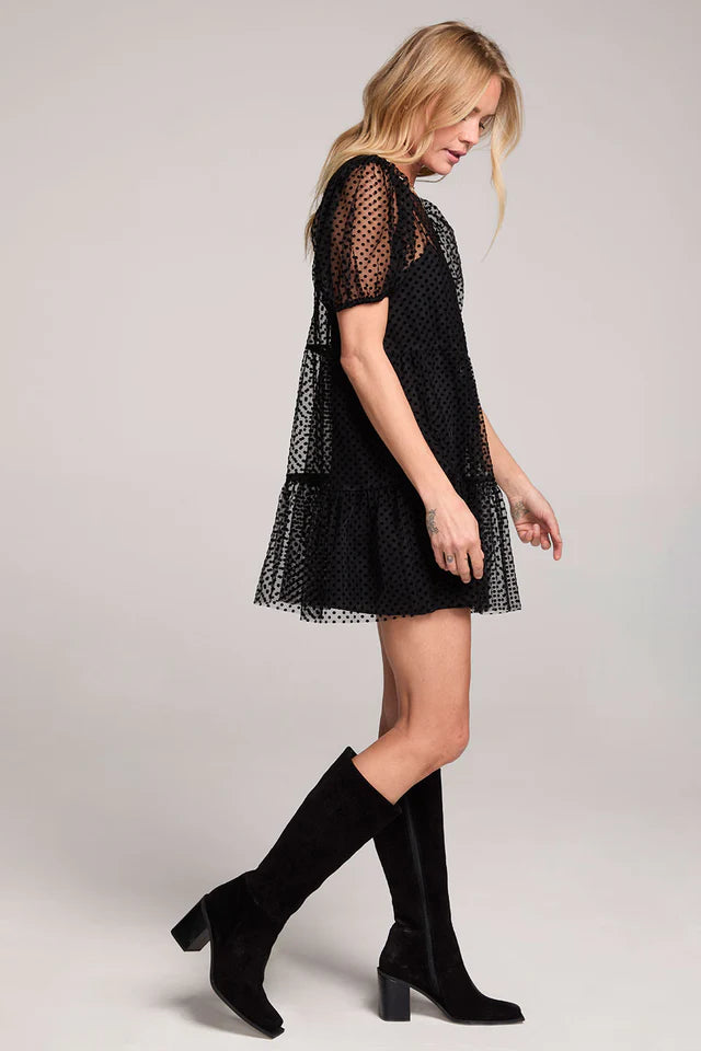 saltwater luxe yaz mini dress in black
