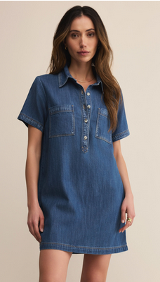 z supply authentic mini dress in medium indigo