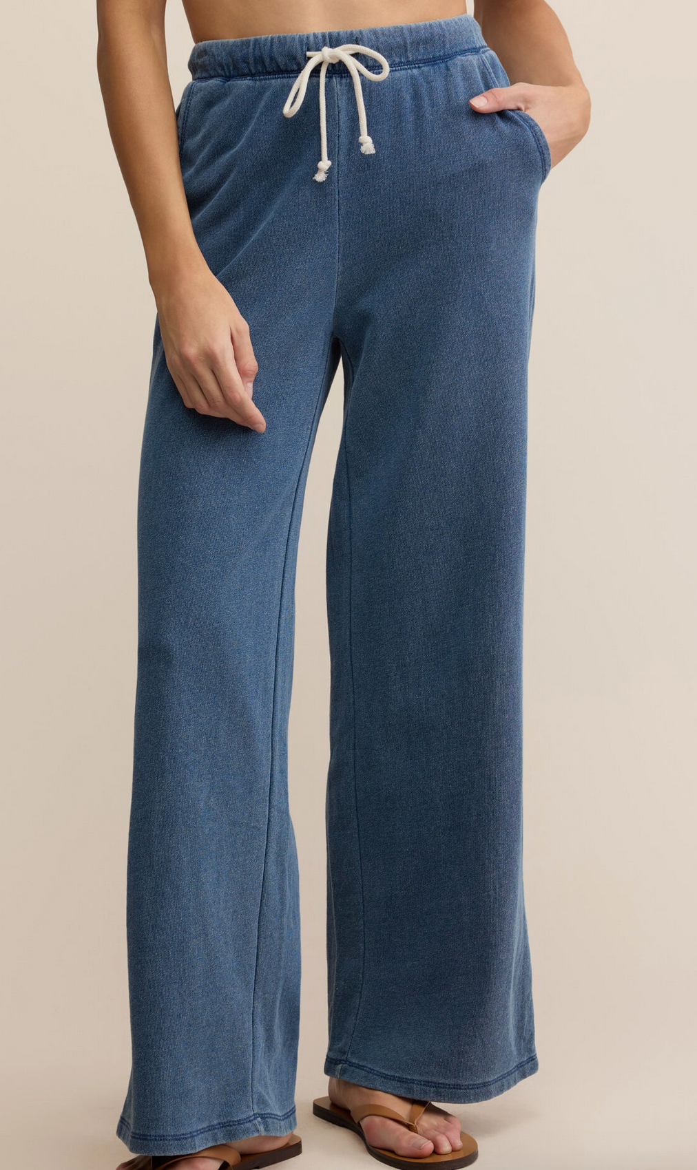 z supply huter knit denim pant in vintage indigo