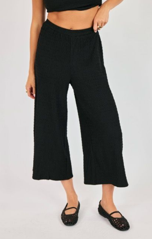 sadie and sage howdy honey textured pants in black