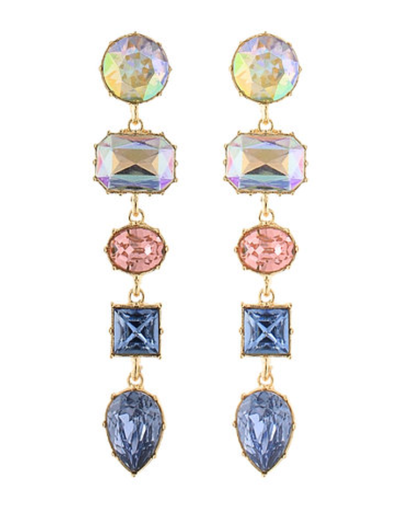 5 Glass Multi Shape Drop Earrings