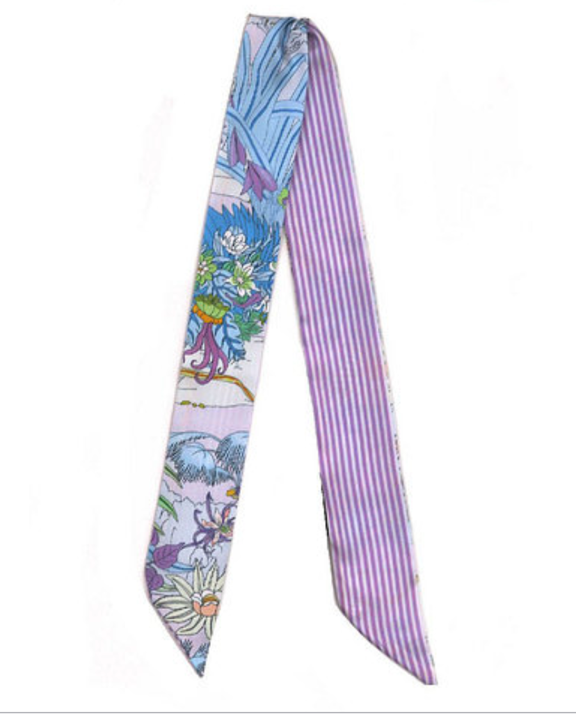 Skinny Print Floral & Stripe Scarf