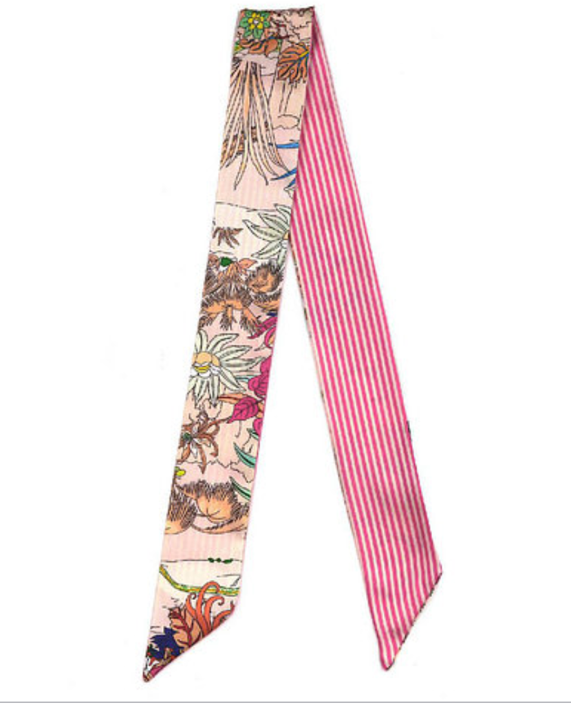 Skinny Print Floral & Stripe Scarf