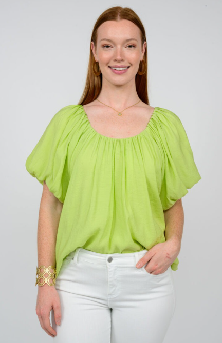 ivy jane peasant popover top in lime