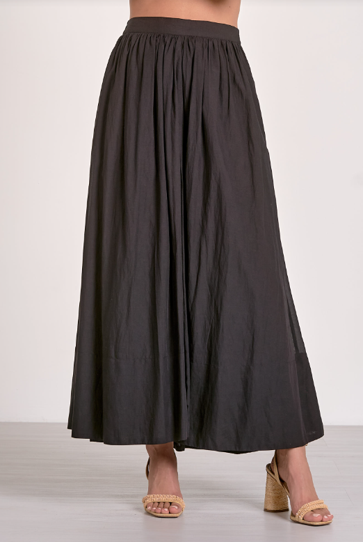 elan midi a-line skirt in black