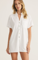 z supply azur terry romper in white