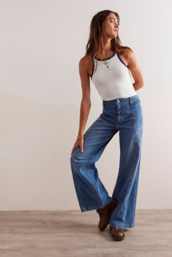 free people libre wide leg jeans in goodie goodie