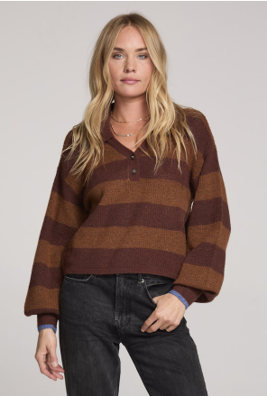 saltwater luxe long sleeve sweater in espresso