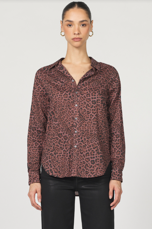 dear john lolita button up in cappuccino leopard