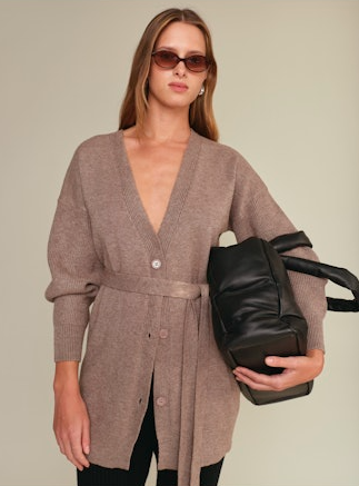 deluc ross cardigan in taupe