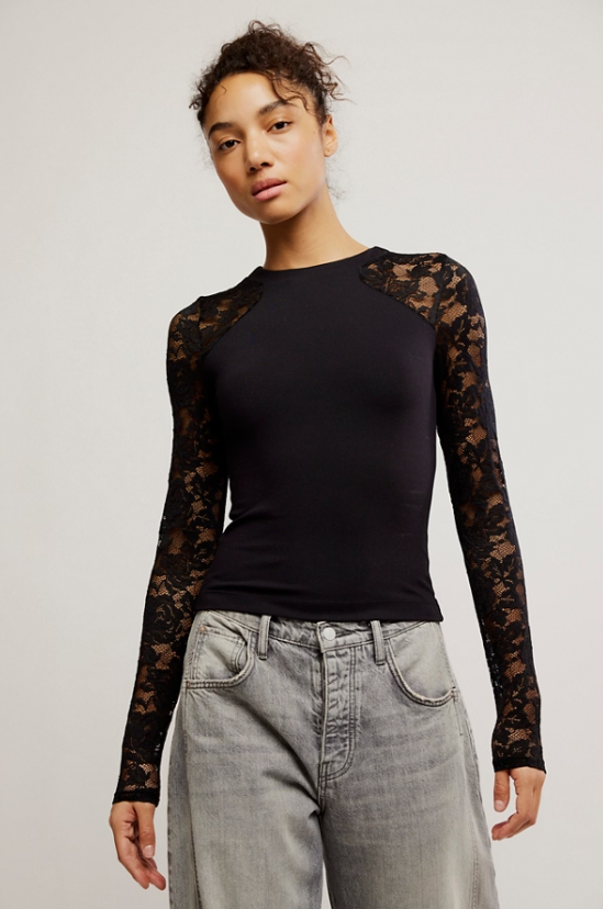 free people no excuses long sleeve in black