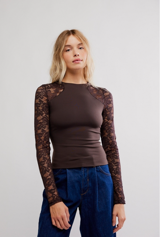 free people no excuses long sleeve in hot fudge