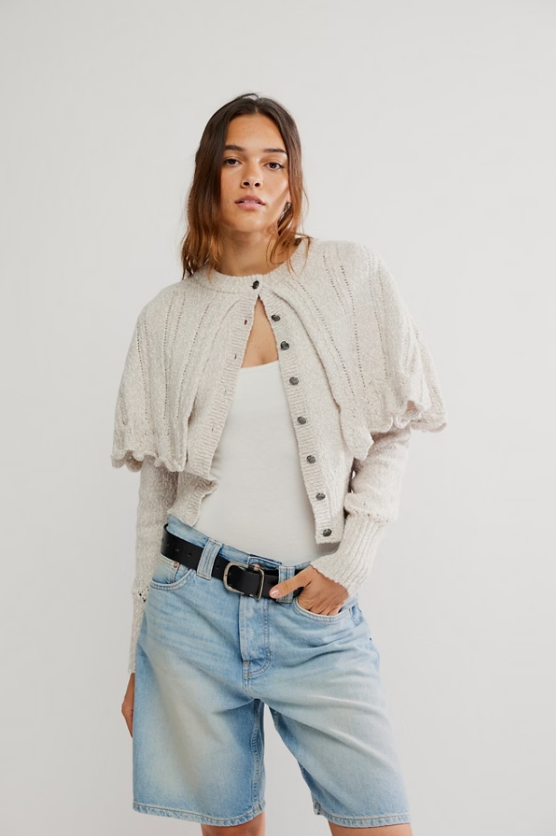 free people bali cape may sweater in natural combo