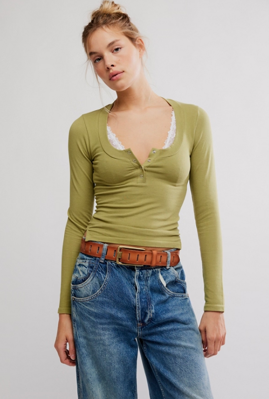 free people wide awake layering in mosstone