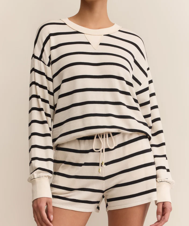 z supply stand out striped sweatshirt in crystal