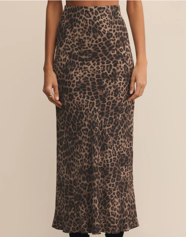 z supply izabel leopard skirt in desert tan