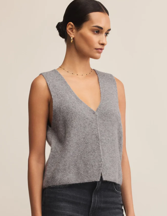 z supply bryce sweater vest in heather gray