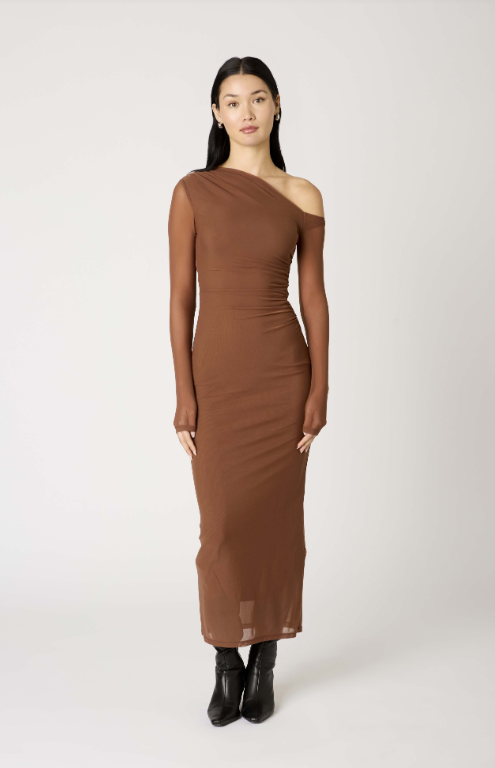 nia lyra dress in truffle