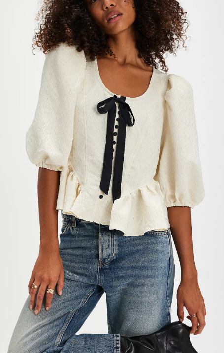 free people pamela bow top in white alyssum