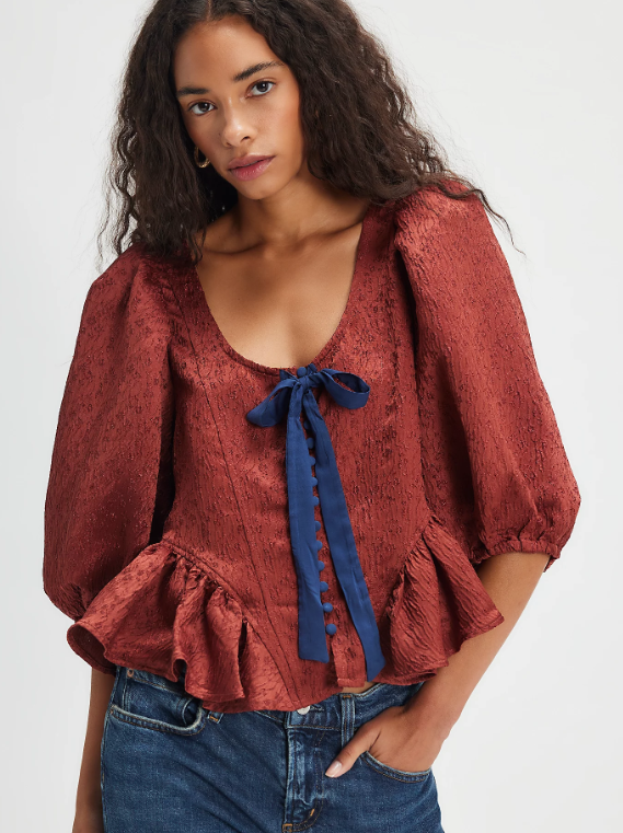 free people pamela bow top in spiced rum