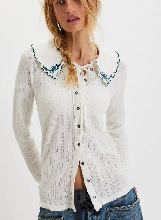 free people juniper long sleeve cardi in ivory
