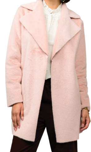 ivy jane faux fur & suede coat in pink