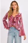 sage the label floral glow top in red