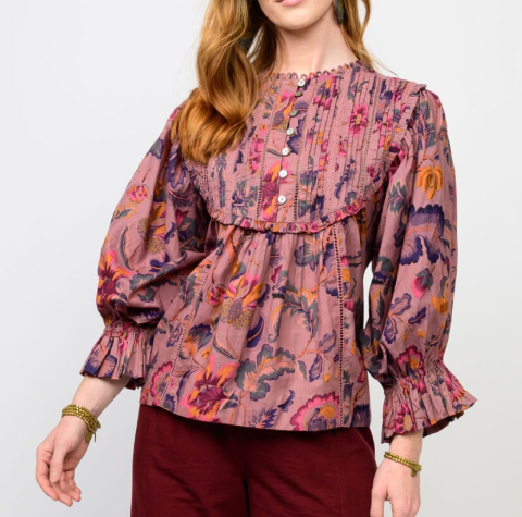 ivy jane tucked bib top in grape