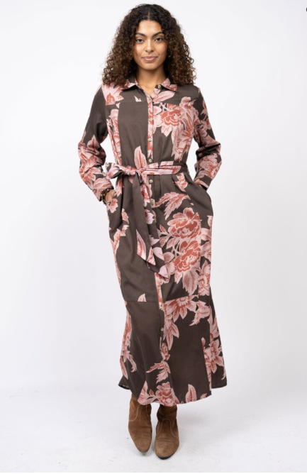 uncle frank fall tropics dress in brown
