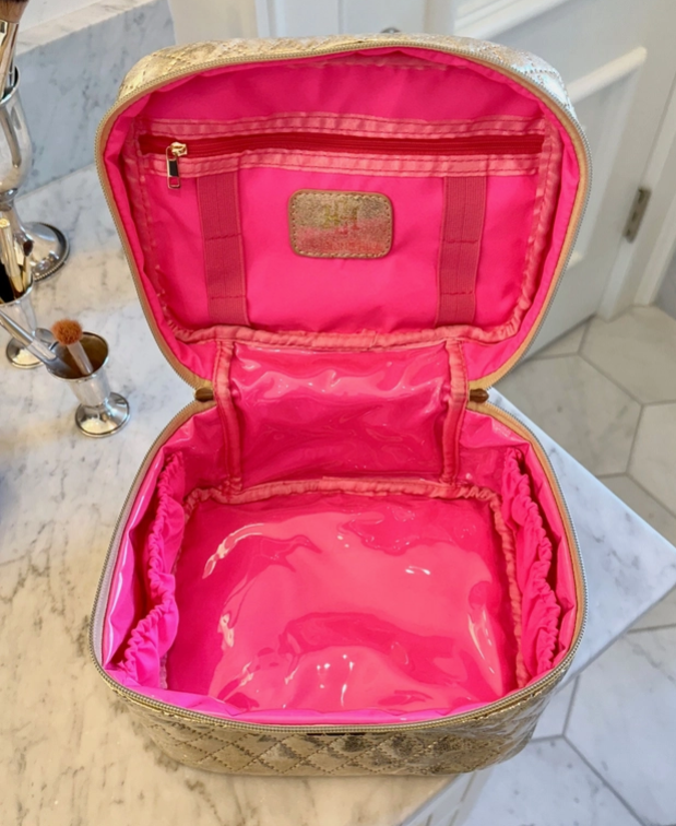caroline hill hampton train case in champagne pop